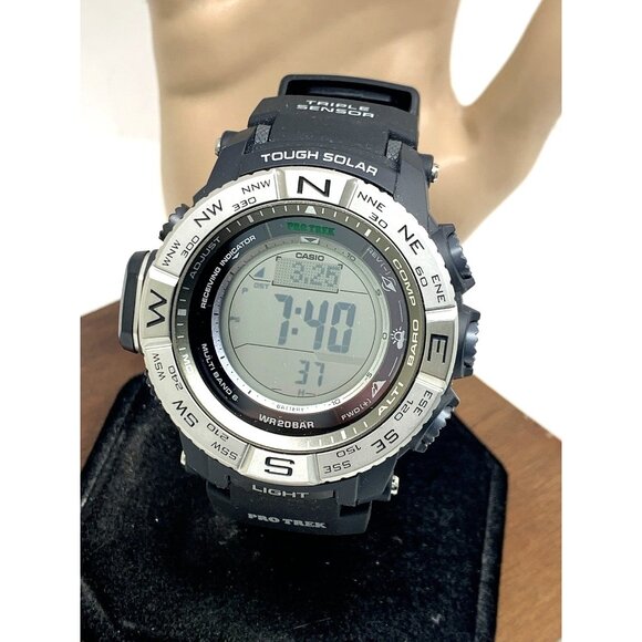 Casio Pro Trek Men's Watch PRW-3500 Solar Triple Sensor Digital Black Resin 3414 - Picture 1 of 15